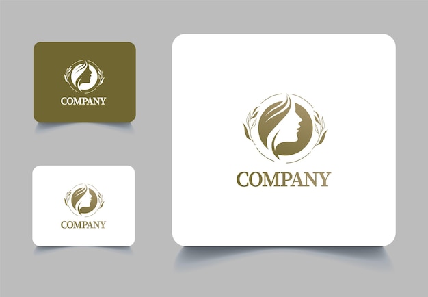Beleza botânica e design de logotipo elegante com fundo branco Line Art luxo vintage feminino