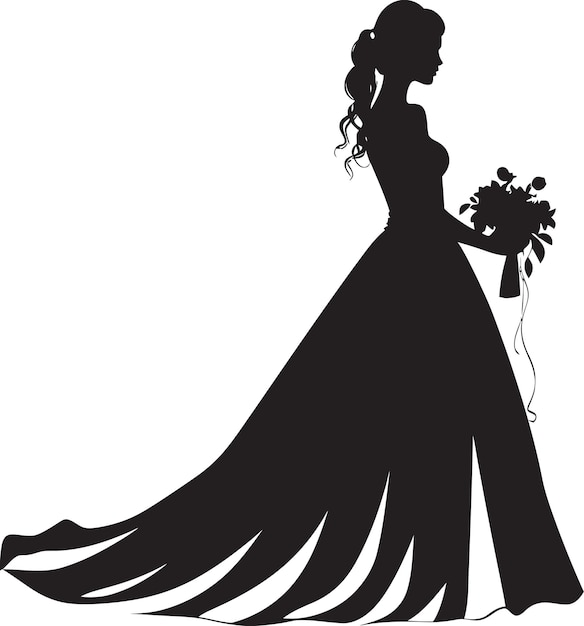 Vetor beleza casada logotipo monocromático noivas aura emblema vetorial preto