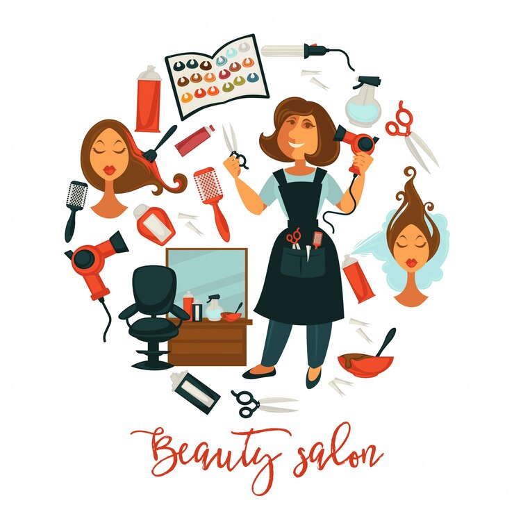 Vetor beleza do cabelo ou cartaz do salão de beleza do cabeleireiro da mulher para a tingidura profissional do cabelo,