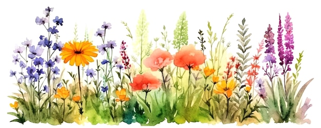 Belo banner de aquarela com flores fundo branco coleção de vetores fundo de textura grunge