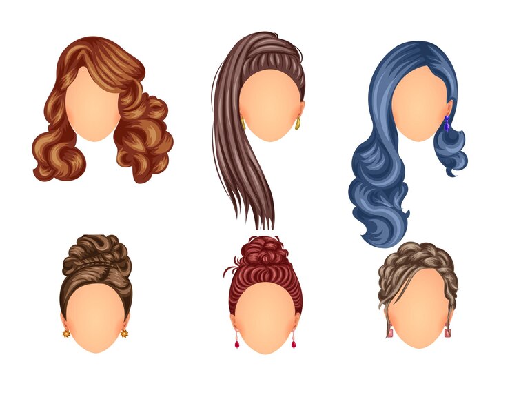 Belo conjunto de estilos de cabelo