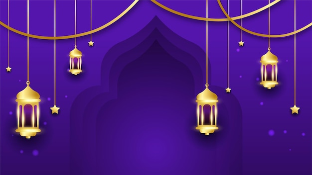 Belo design de banner ramadan kareem azul e dourado fundo 3d realista do ramadan kareem lua de ouro azul e fundo abstrato de elementos islâmicos de luxo