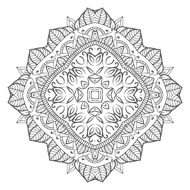 Belo design de mandala de arte de linha