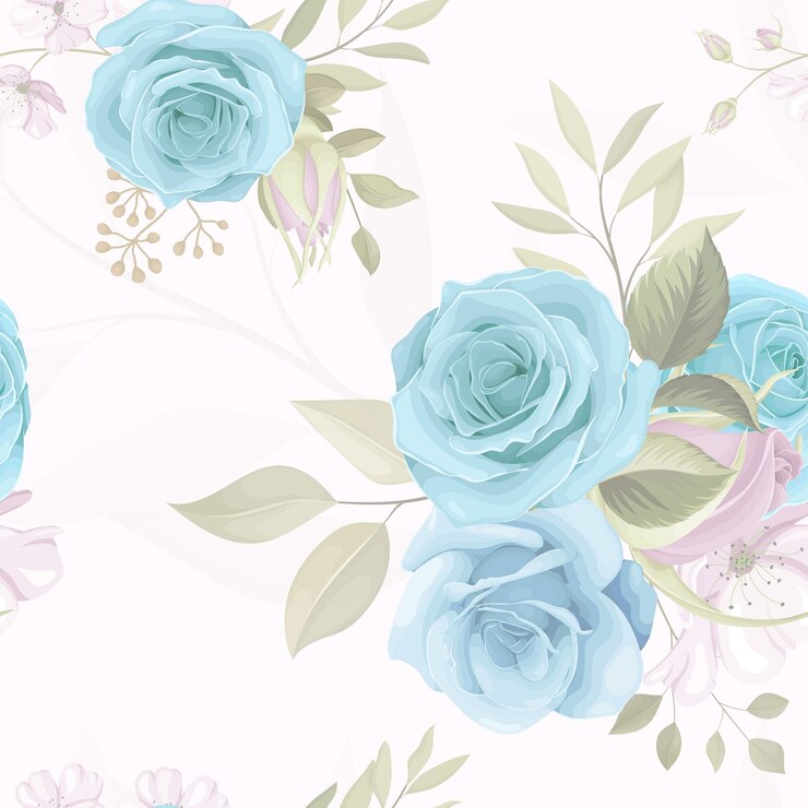 Belo design de padrão sem costura com design floral azul