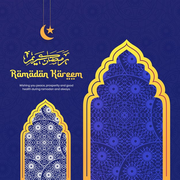 Belo design islâmico ramadan kareem com mandala em fundo rosa azul