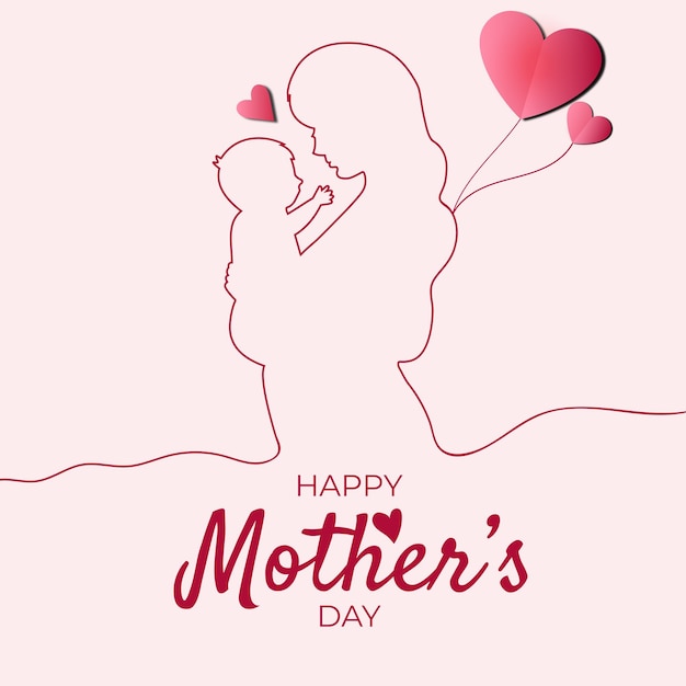 Belo dia das mães para mulher e criança fundo de cartão de amor