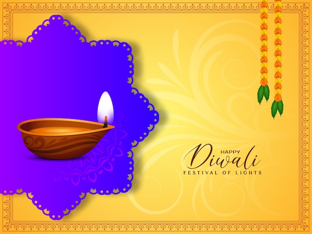 Belo fundo de saudação do festival happy diwali com diya