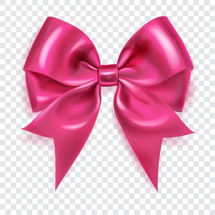 Vetor belo grande arco feito de fita rosa com sombra suave em fundo transparente ilustração vetorial para projetos de design e trabalhos criativos