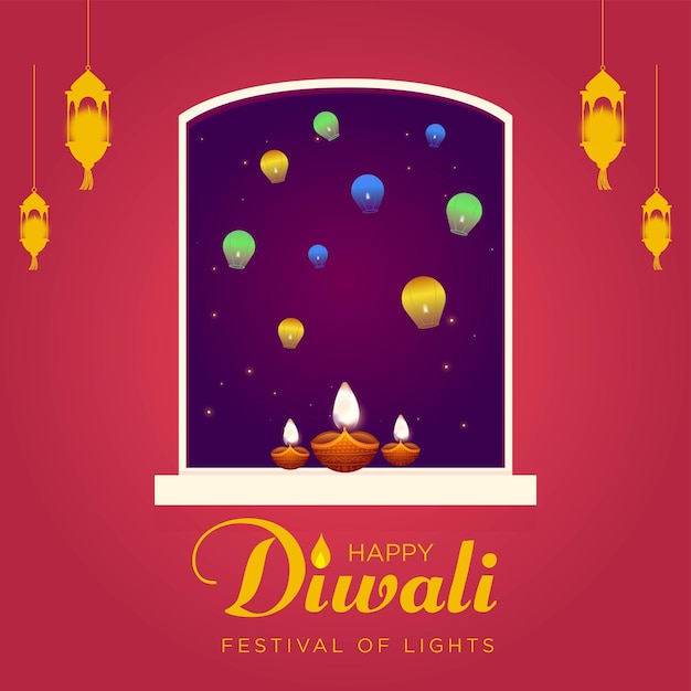 Belo modelo de design de banner do festival indiano happy diwali