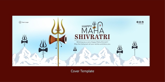 Belo modelo de design de página de capa feliz maha shivratri realista