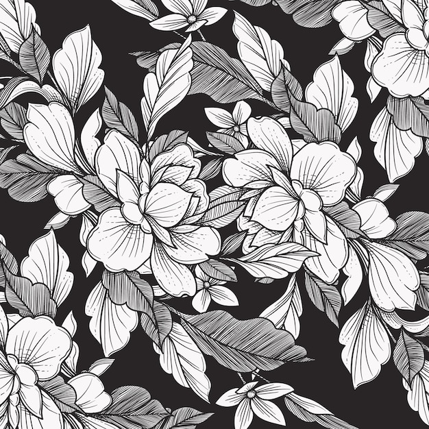 belo padrão de floras desenhadas à mão