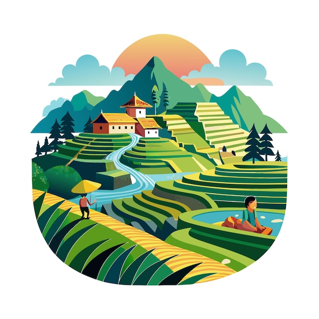 Belos conceitos de ilustração vetorial de paisagens inspirados em lugares populares da Terra