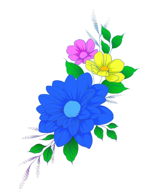 Vetor belos conjuntos de flores ilustração vetorial flores coloridas