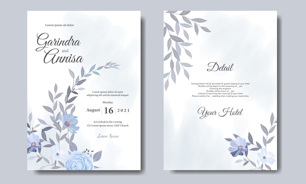 Belos modelos de cartões de convite de casamento com moldura floral