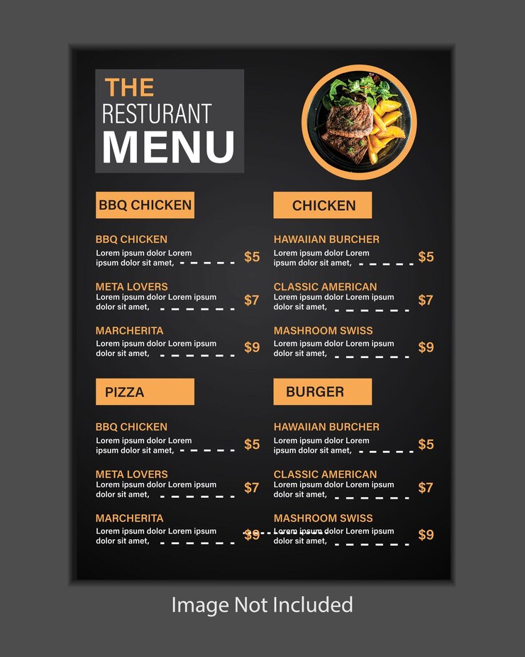 Vetor belos modelos de design de menus de refeições