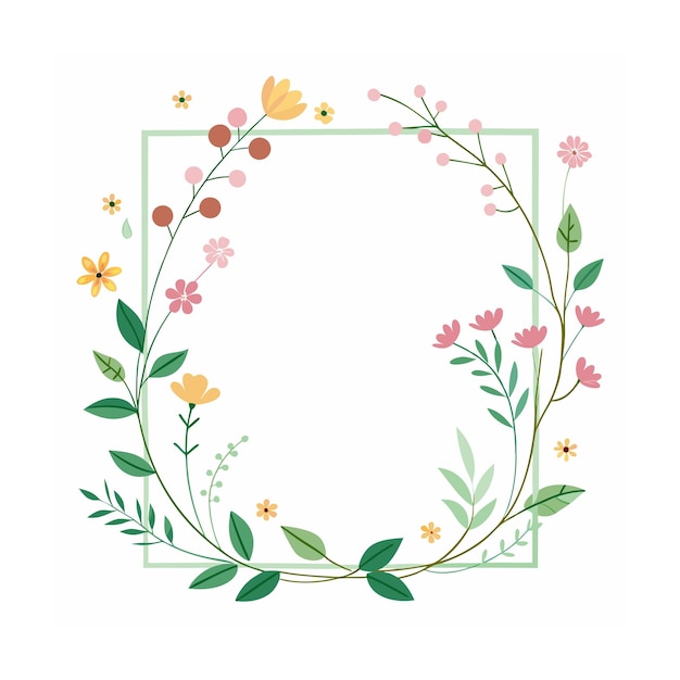 Belos quadros florais minimalistas Ilustração vetorial de borda