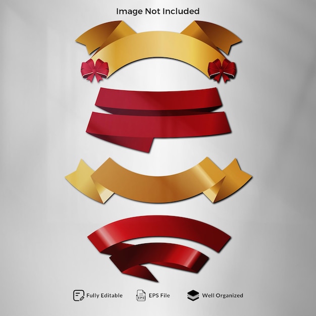 Belos Ribbons Banner Tags e Arcos Colecção Set Vector Design EPS Template