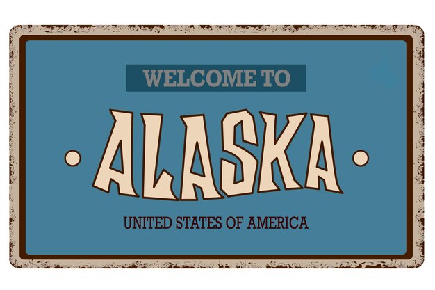 Bem-vindo à ilustração vetorial de pôster vintage do alasca estados da américa