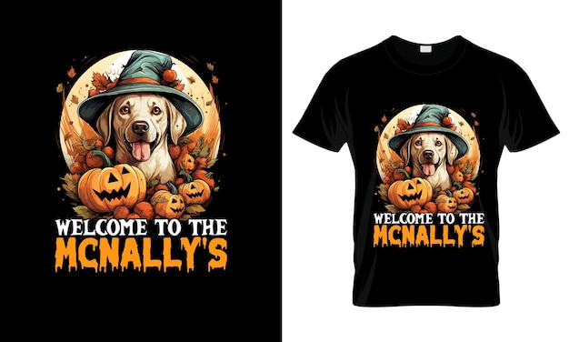 Vetor bem-vindo à maquete de impressão de camiseta gráfica colorida do mcnally's