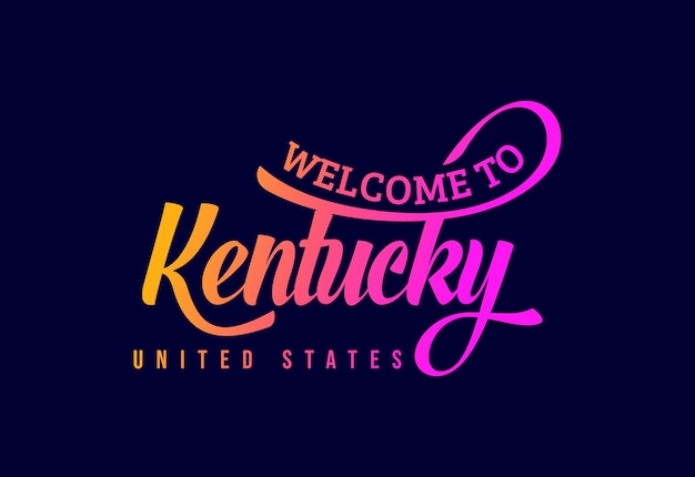 Bem-vindo ao kentucky estados unidos palavra texto criativo fonte design ilustração sinal de boas-vindas