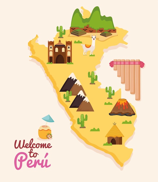 Vetor bem-vindo ao peru poster