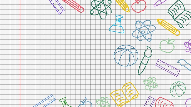 Vetor bem-vindo de volta à escola elementos de educação no caderno material de estudo ferramentas de aprendizagem