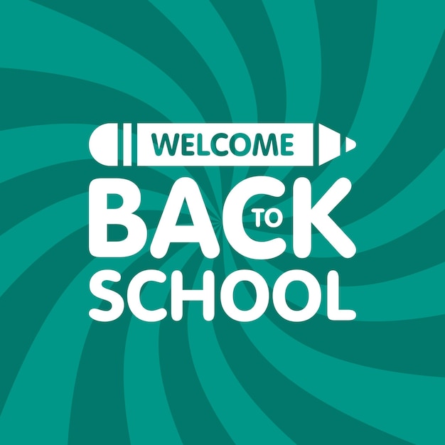 Vetor bem-vindo de volta ao logotipo do sinal da escola com lápis. ilustração do vetor de educação.