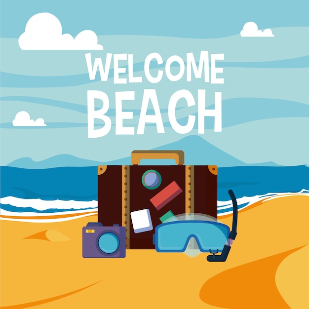 Bem-vindo, praia, cartão