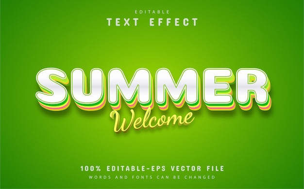 Bem-vindo verão, efeito de texto editável