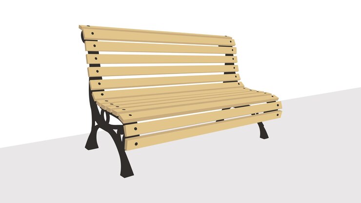 Vetor bench de parque realista isolado em fundo branco ilustração vetorial de banco de madeira de parque