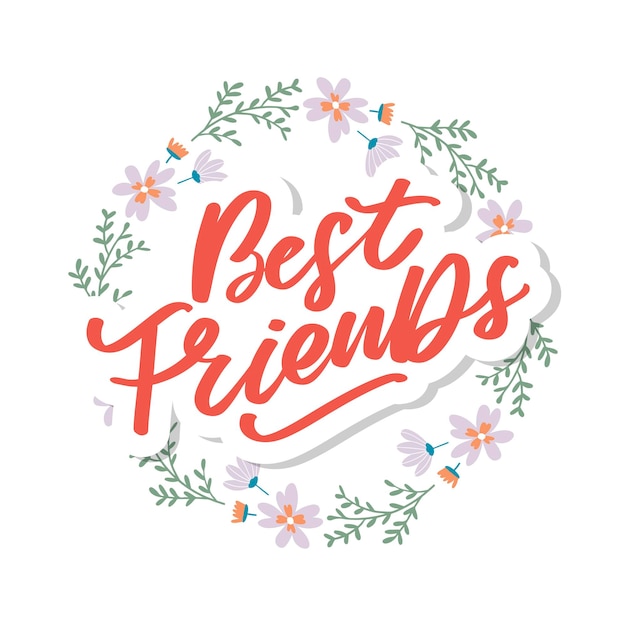 Vetor best friend forever friendship day soul sister com design de letras de coração melhor amigo para sempre bff b