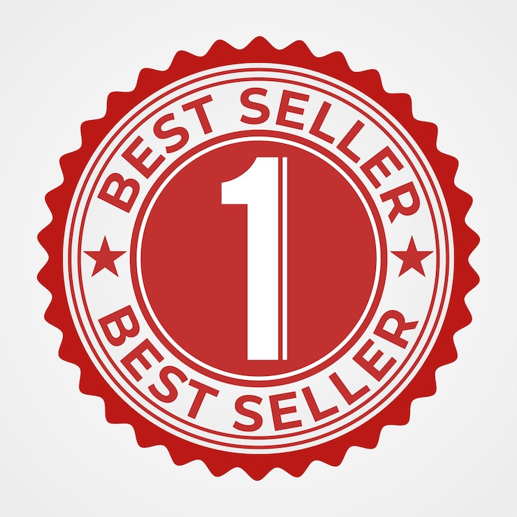Vetor best-seller selo dourado com número um com fita vermelha