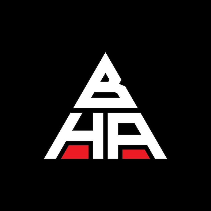 Vetor bha triângulo letra logotipo design com forma de triângulo bha logotipo triângulo design monograma bha triángulo vetor logotipo modelo com cor vermelha bha logo triangular simples elegante e luxuoso logotipo