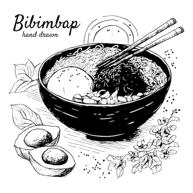 Bibimbap prato tradicional coreano com ovos cozinha asiática