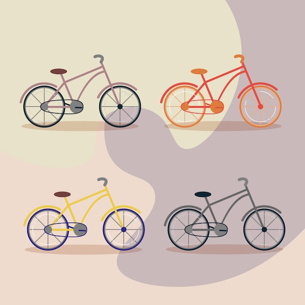 Bicicleta de quatro cores diferentes