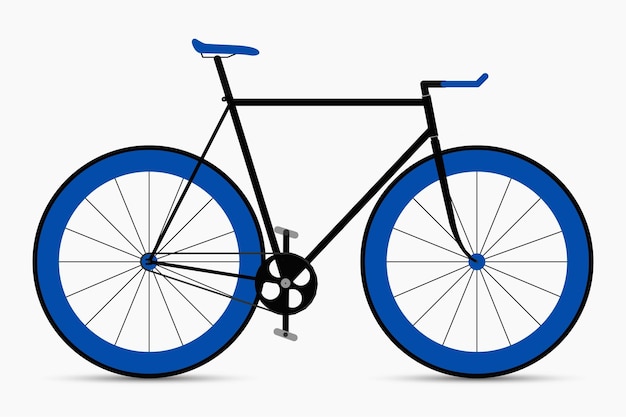 Vetor bicicleta de velocidade única hipster nas cores preto e azul bicicletas urbanas com marcha fixa