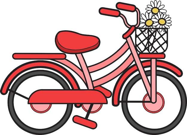 Bicicleta desenhada à mão com ilustração de flores