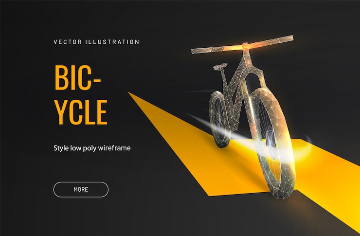 Vetor bicicleta elétrica em estilo poligonal