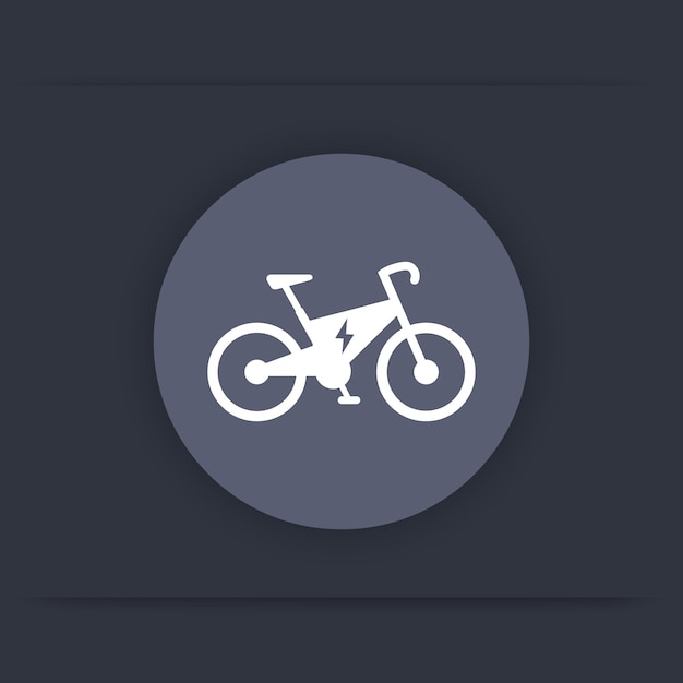 Bicicleta elétrica redonda ícone plano cidade ilustração vetorial de transporte ecológico