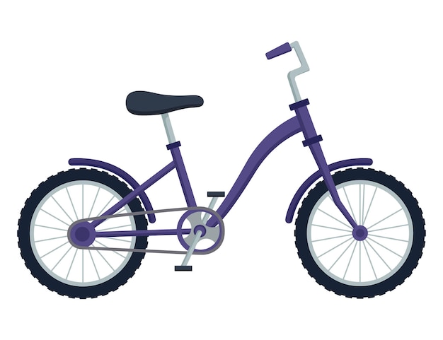 Bicicleta infantil em fundo branco. Bicicleta infantil, ilustração vetorial