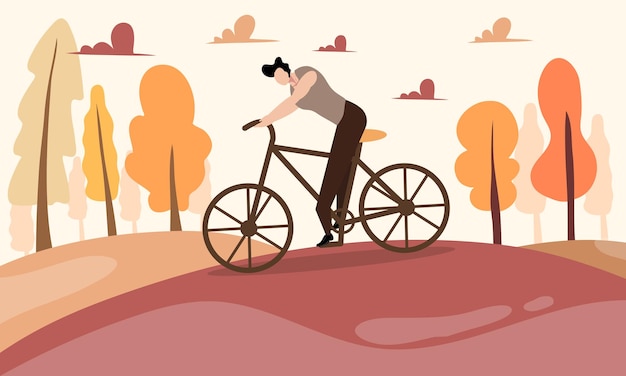 Vetor bicicleta no design vetorial de ilustração de outono para evento de outono