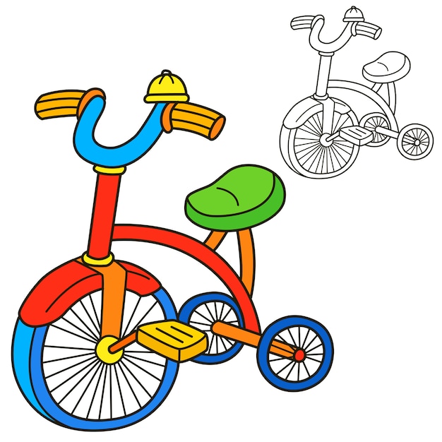 Vetor bicicleta. página de livro para colorir