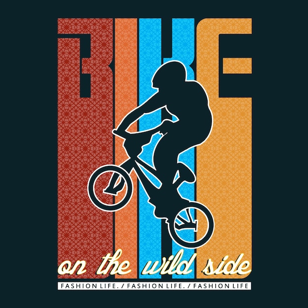 Vetor bicicleta slogan camiseta tipografia design gráfico ilustração vetorial arte vintage