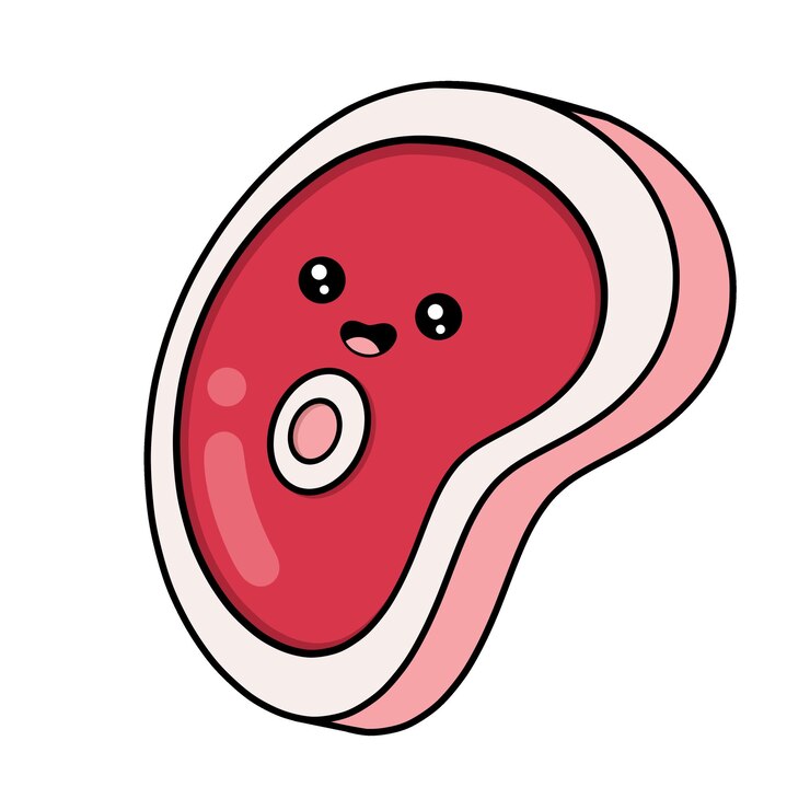 Vetor bife fofo - personagem de desenho animado - ilustração vetorial