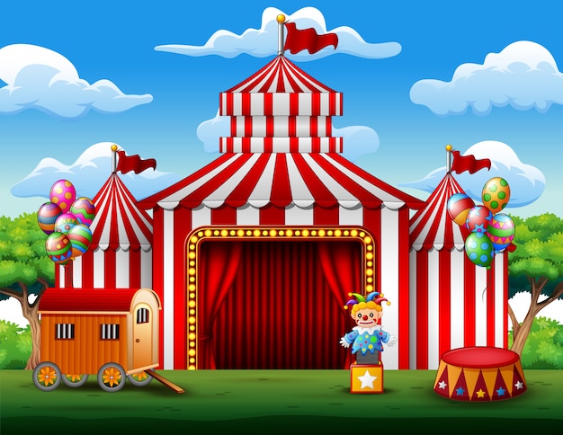 Vetor big barracas de circo branco e vermelho fundo