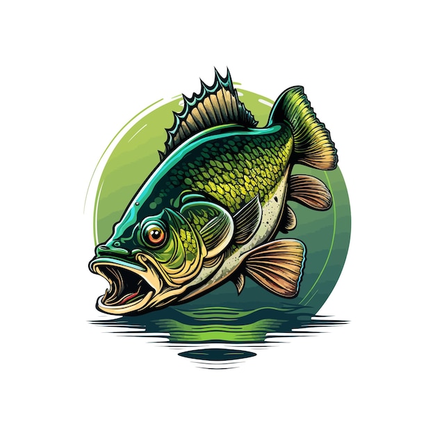 Big bass fish vector cartoon para camiseta design de camiseta big bass fish