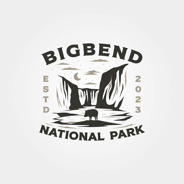 Vetor big bend vintage vector logo ilustração design big bend national park logo