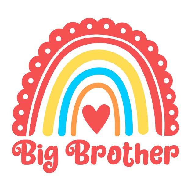 Big Brother Boho arco-íris padrão de coração arco-íris Cricut arco-íris com coração