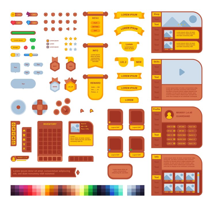 Vetor big bundle de ativos de jogos de interface de ui