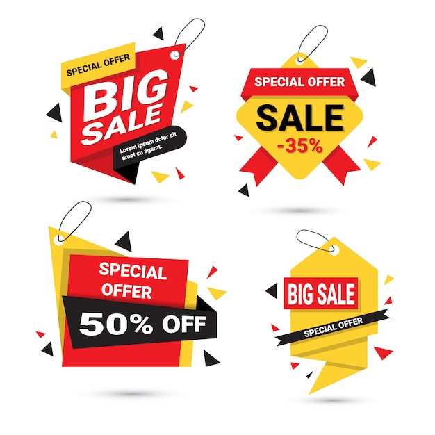 Big sale banners set coleção de tags de modelo de oferta especial isolada